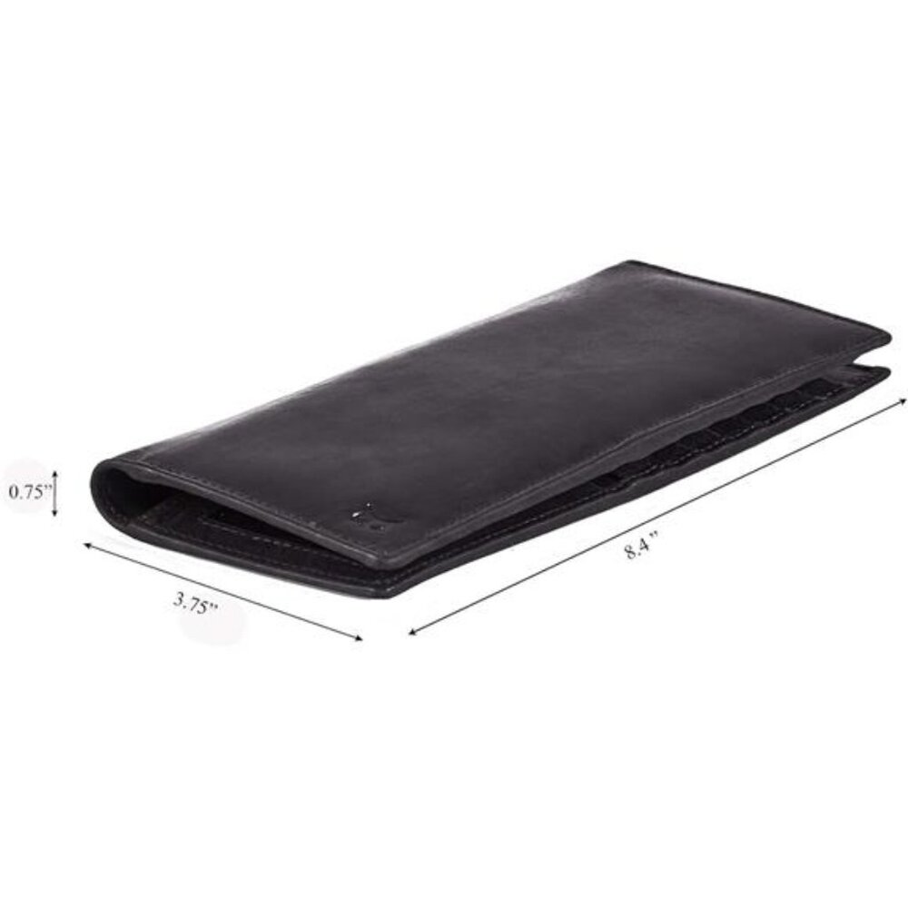 Long Wallet for Men Women Real Leather Bifold RFID Stylish Slim Handmade 2 ID - Picture 2 of 6